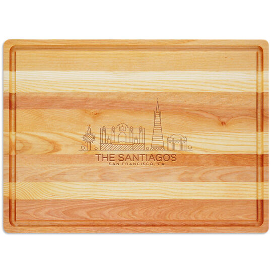 San Francisco Skyline Master Large Wood Cutting Board
